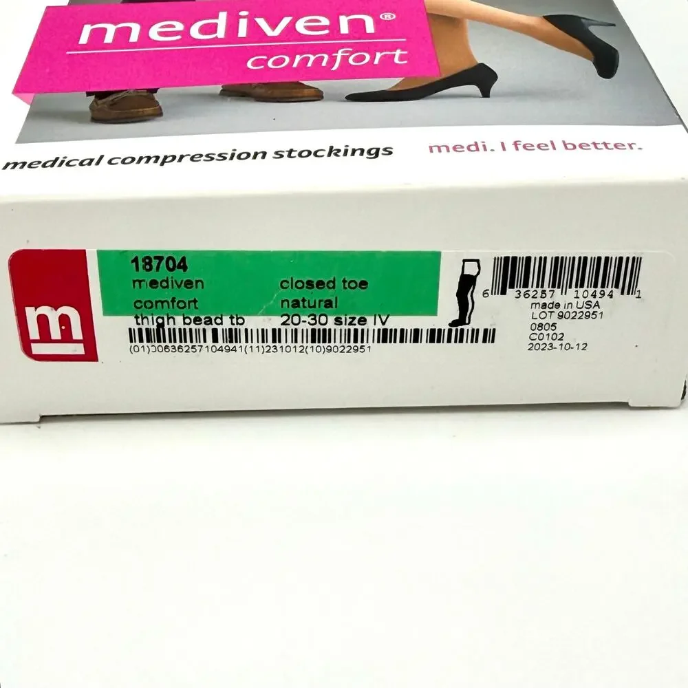 Mediven Compression Stockings 20-30mmHg IV Thigh High Closed Toe Beaded Natural